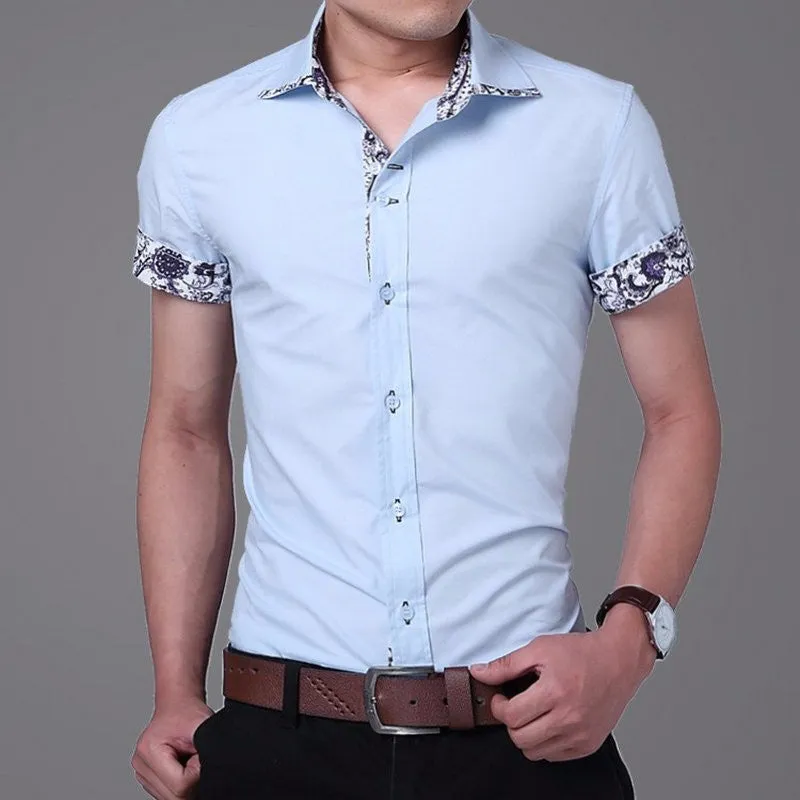 2017 Cotton Men Shirts Short Sleeve Mens Casual Shirts Slim Fit.