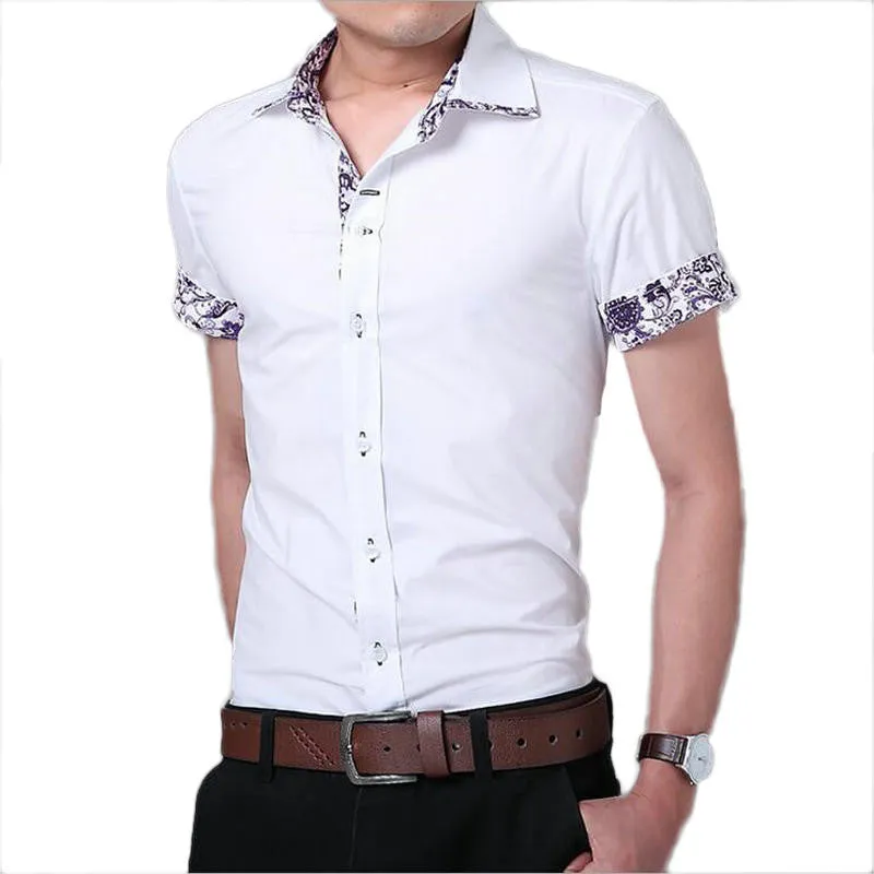 2017 Cotton Men Shirts Short Sleeve Mens Casual Shirts Slim Fit.