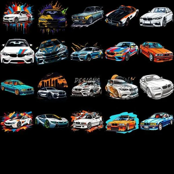 40 BMW Generated Cars Designs Bundle PNG