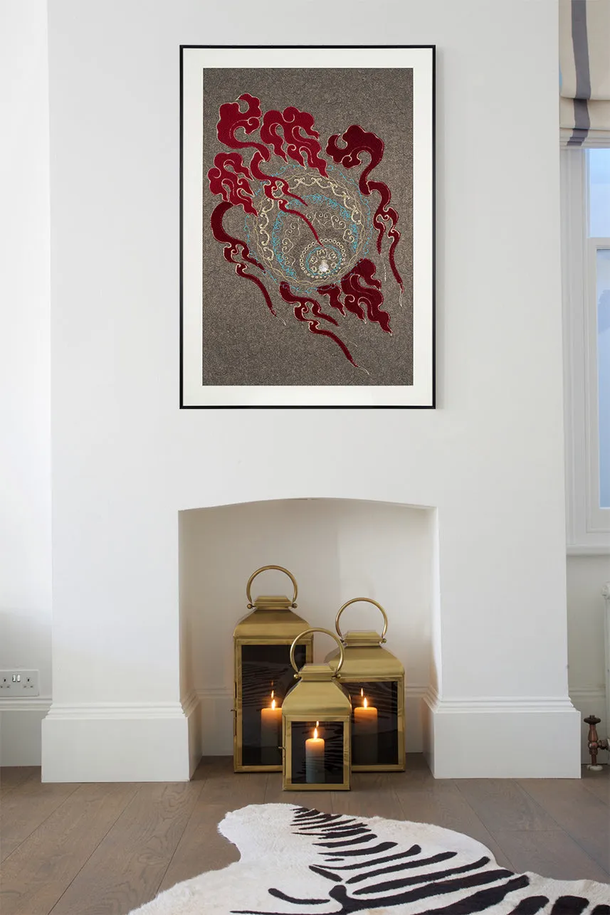 A Set of Embroidery Artwork Featuring Lion Ball Play Design