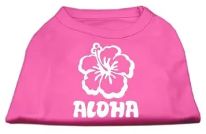 Aloha Flower Screen Print Shirt Bright Pink XS (8)