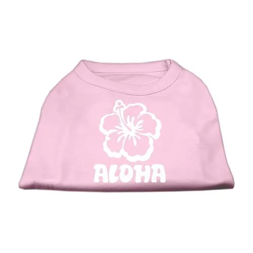 Aloha Flower Screen Print Shirt Light Pink Sm (10)
