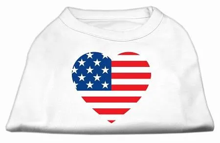 American Flag Heart Screen Print Shirt White Lg (14)