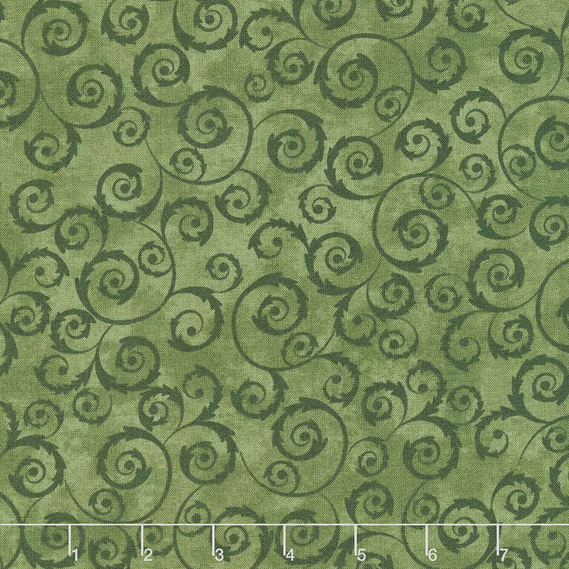 Amour - Scroll Green Yardage