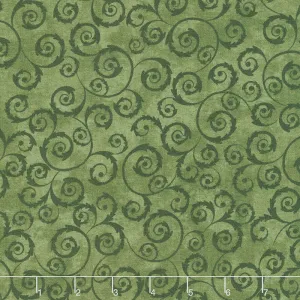 Amour - Scroll Green Yardage