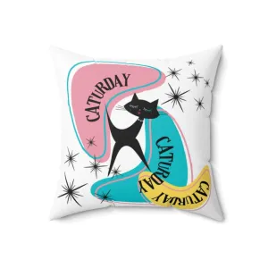 Atomic Cat Pillow, Caturday,  Mid Century Modern Boomerang, Mid Mod Retro Pillow And Insert