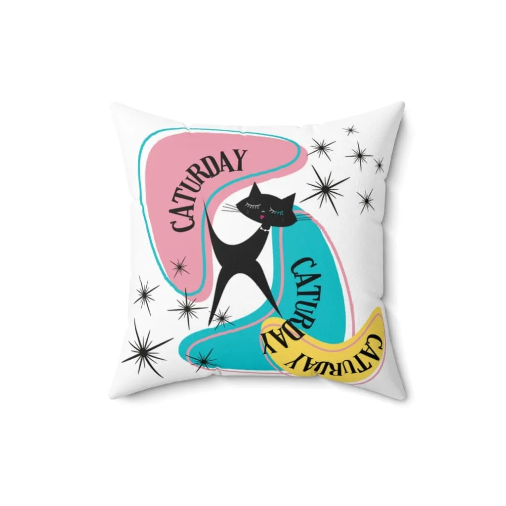 Atomic Cat Pillow, Caturday,  Mid Century Modern Boomerang, Mid Mod Retro Pillow And Insert