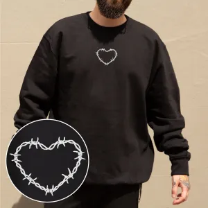 Barbed Wire Heart Embroidered Sweatshirt (Unisex)