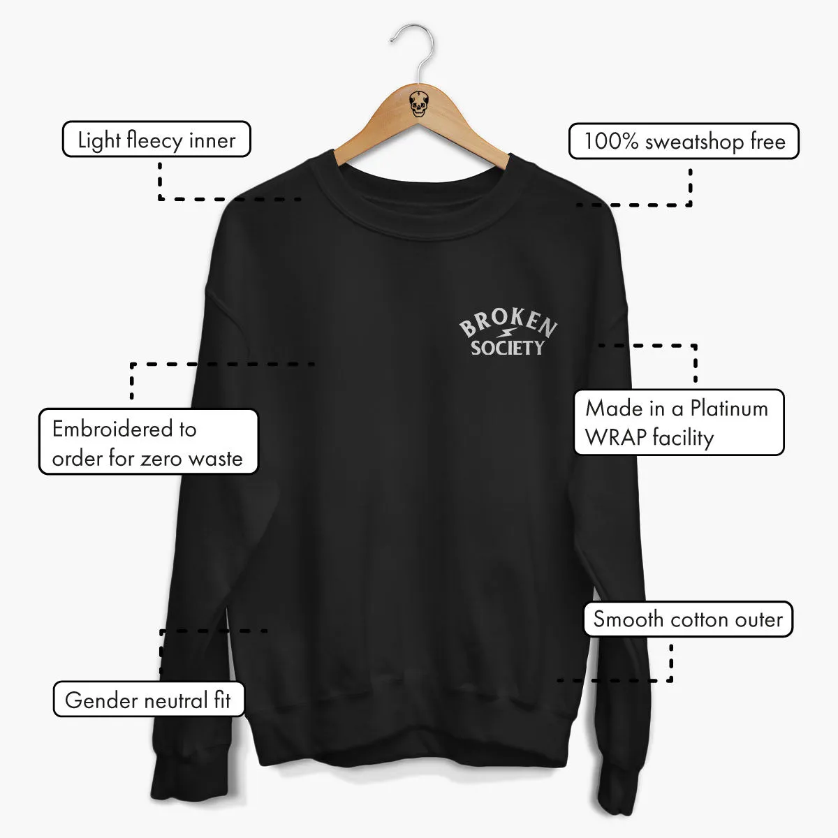 Barbed Wire Heart Embroidered Sweatshirt (Unisex)
