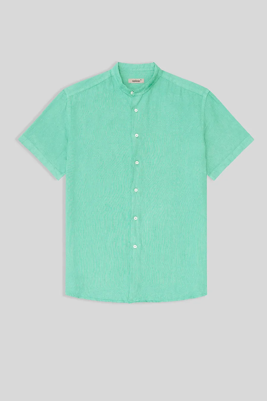 basic linen shirt mao collar turquoise