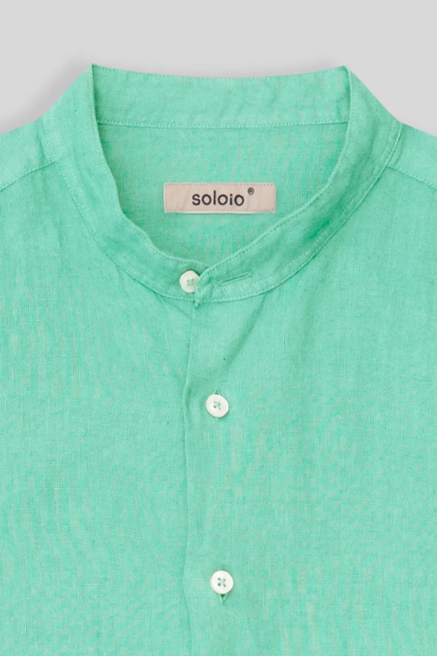 basic linen shirt mao collar turquoise