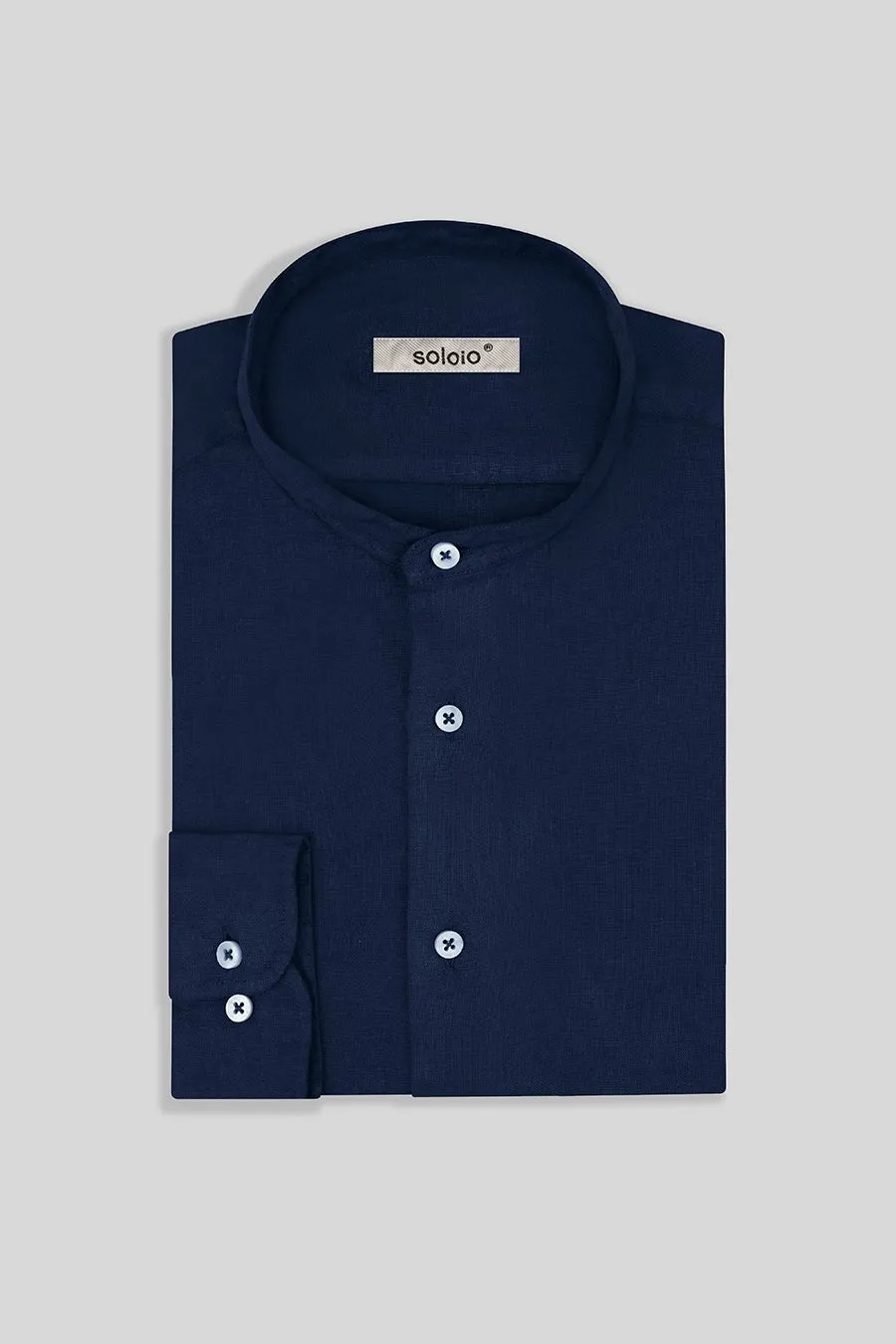 basic linen shirt mao navy
