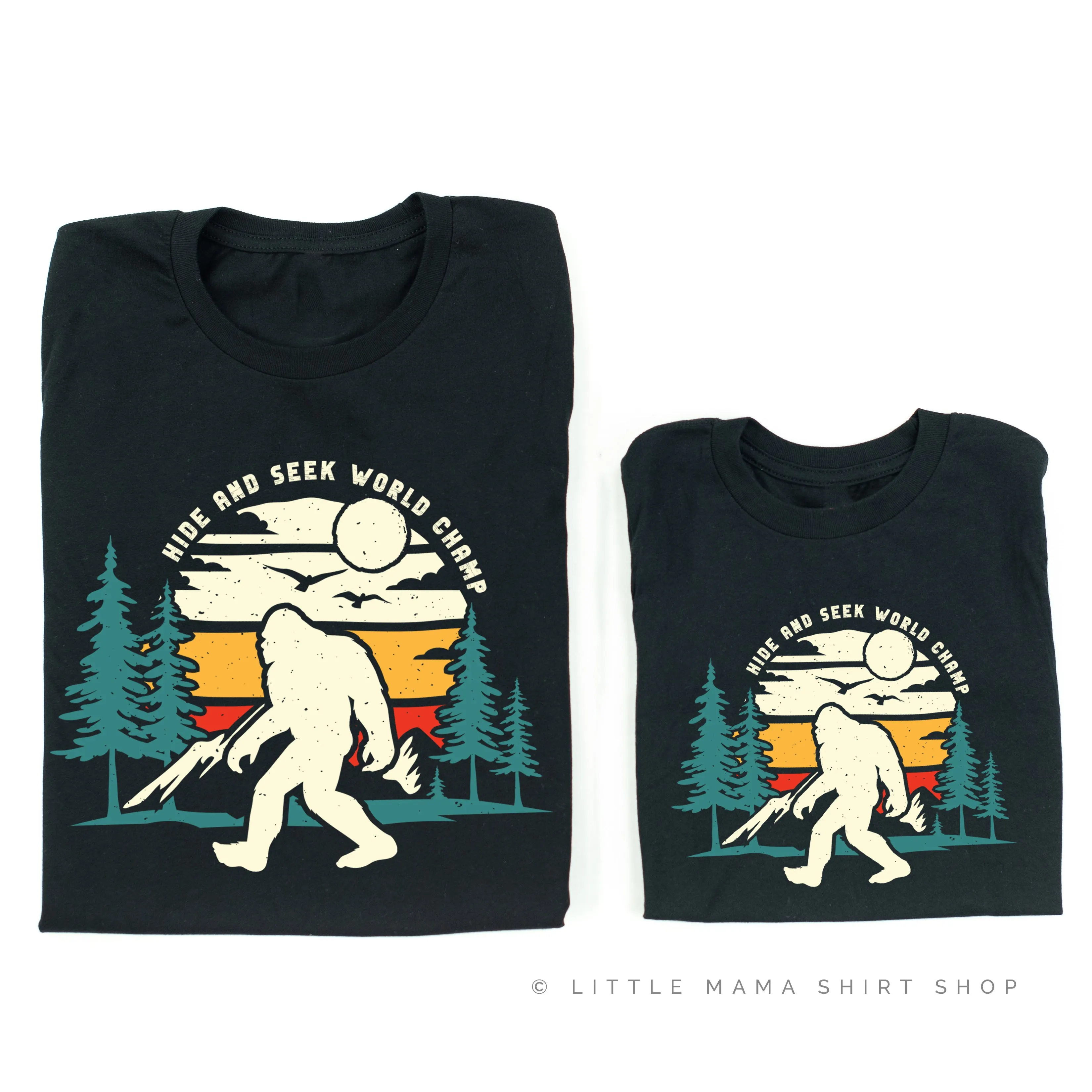 Big Foot - Hide and Seek World Champ - Set of 2 BLACK Shirts