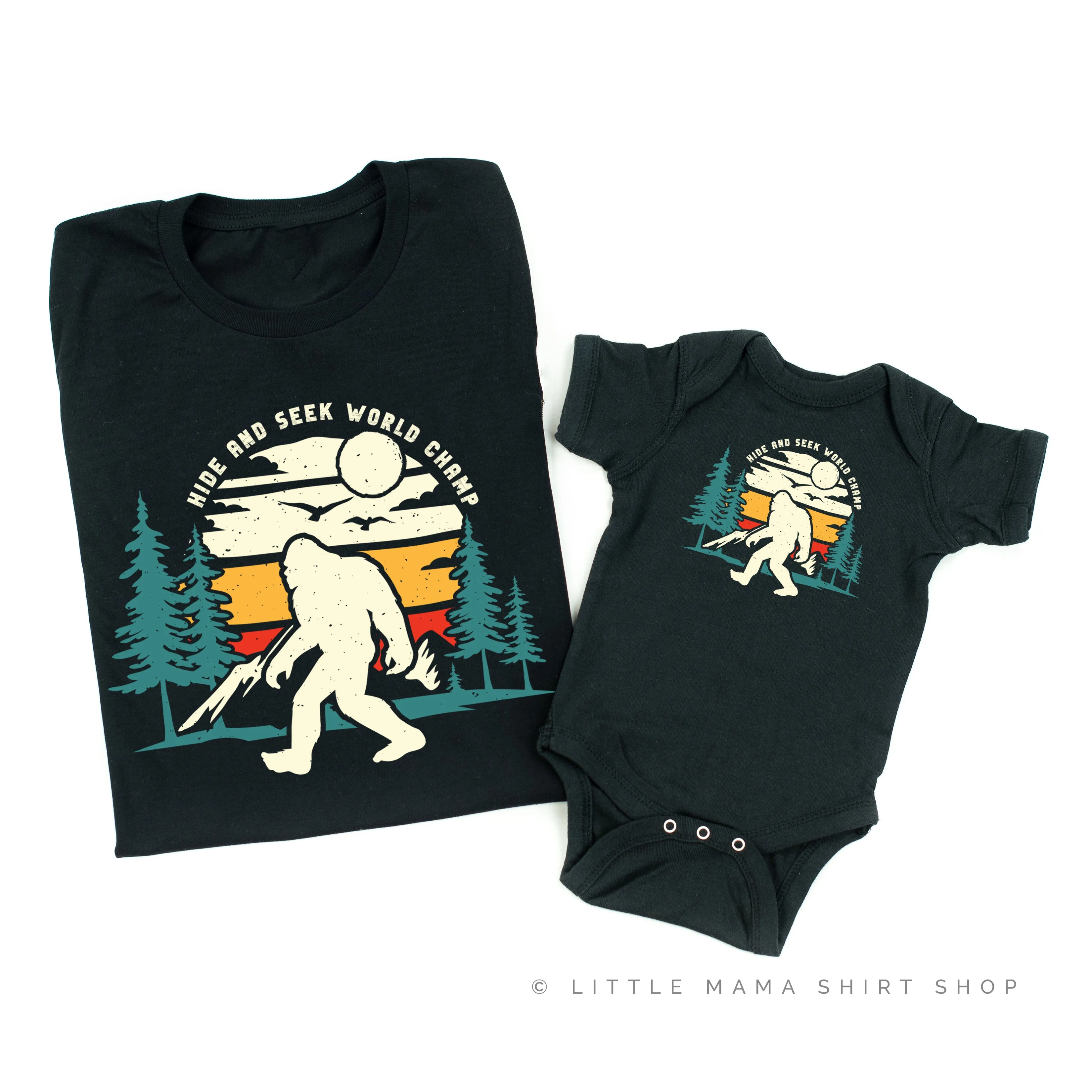 Big Foot - Hide and Seek World Champ - Set of 2 BLACK Shirts