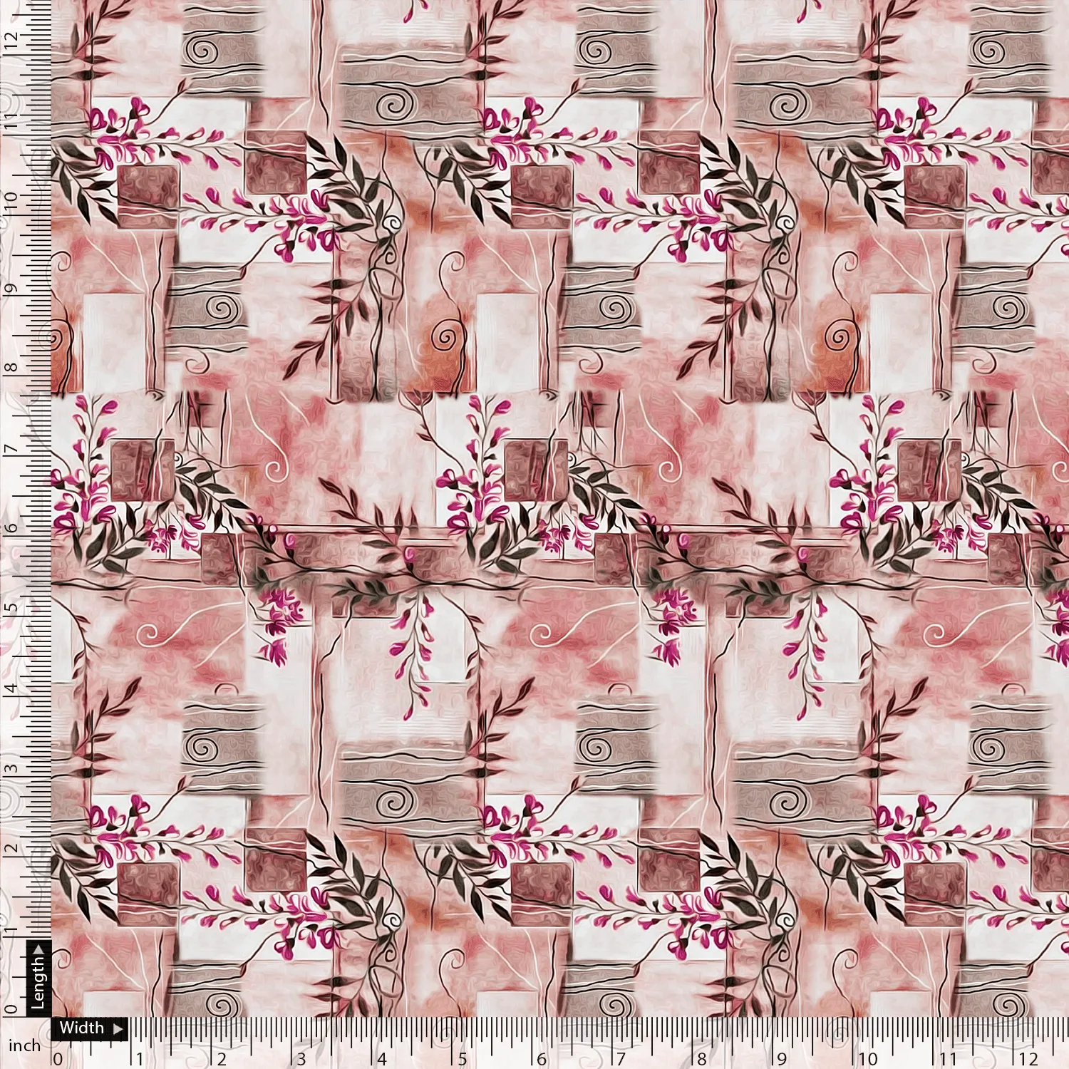Black Botanical Pure Georgette Printed Fabric Material