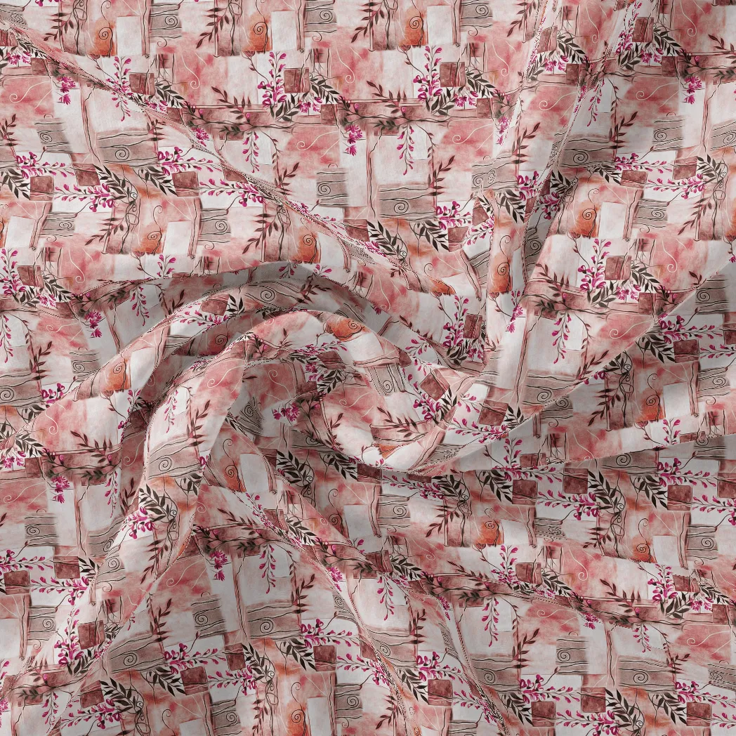 Black Botanical Pure Georgette Printed Fabric Material