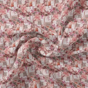 Black Botanical Pure Georgette Printed Fabric Material