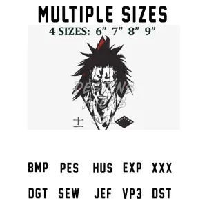 Bleach Kenpachi Zaraki Anime Embroidery Design