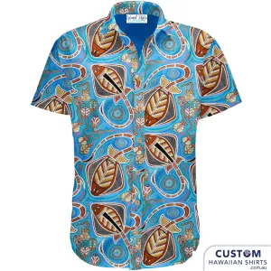 Blue Stingrays, Kuku Bulkaway, FNQ - Custom Indigenous Shirts