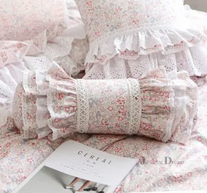 Charming European Lace Lumbar Pillow with Regal Ruffle Design