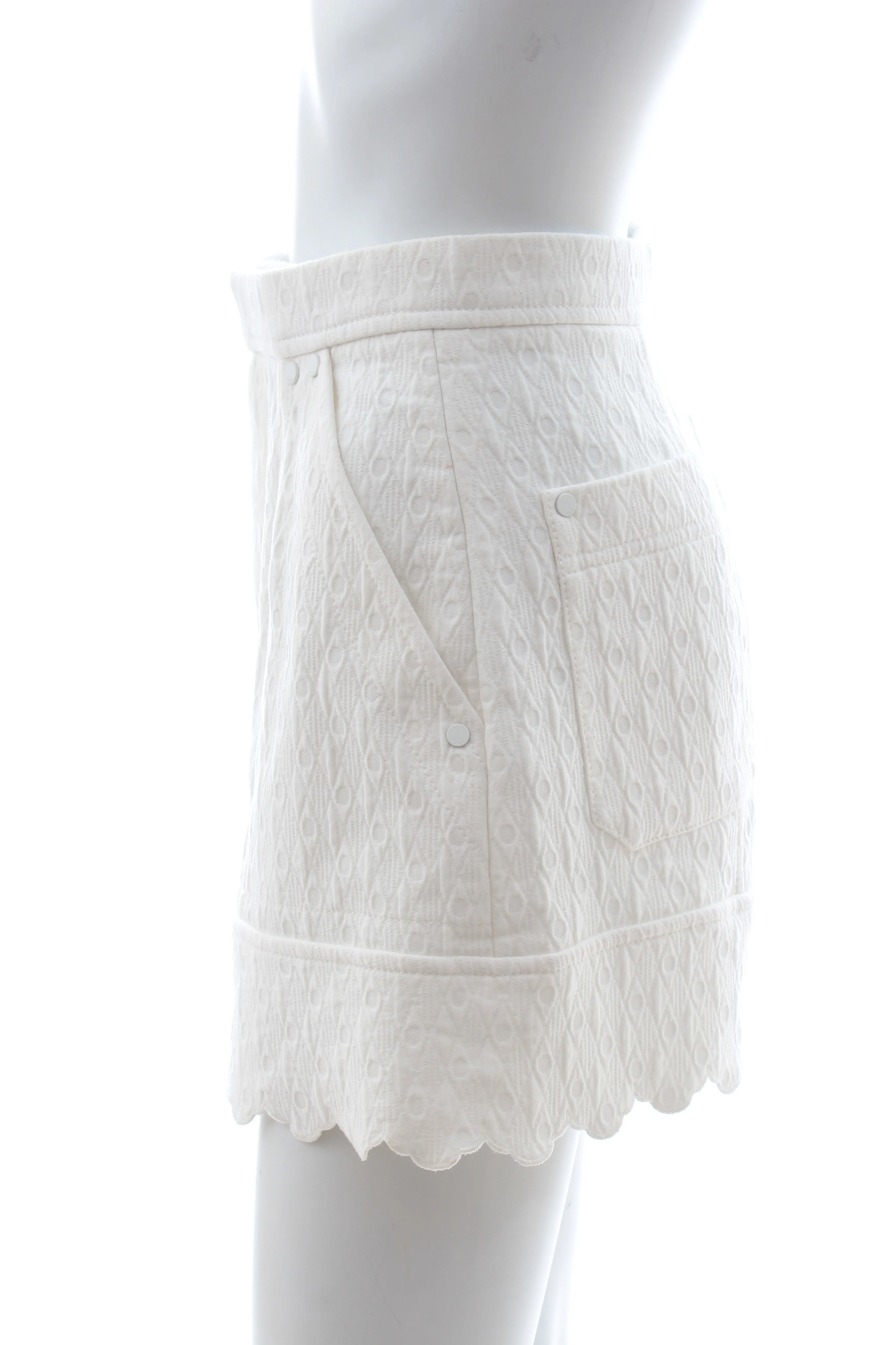 Chloe Scalloped Quilted Cotton Jacquard Shorts - Current Season