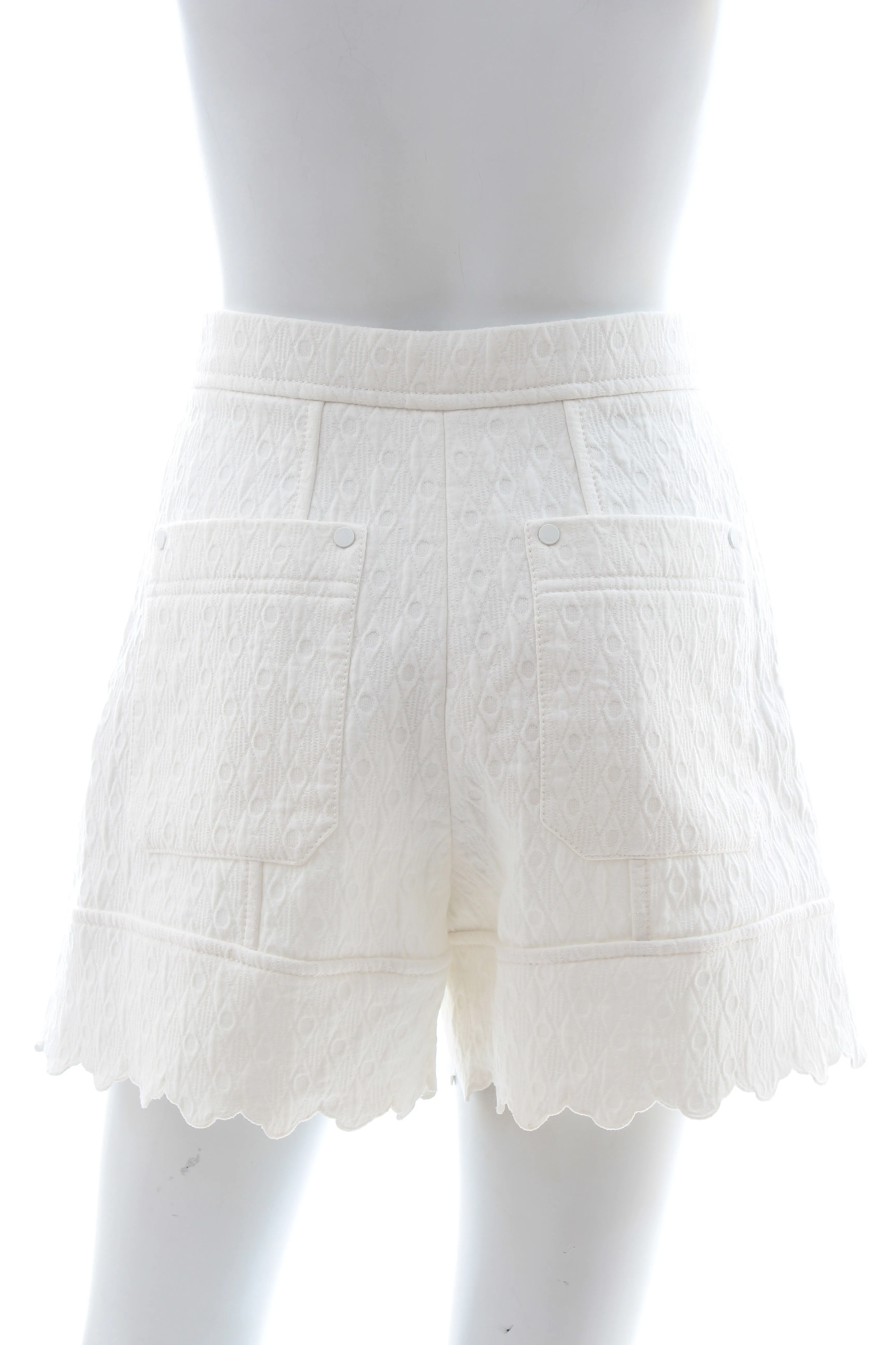 Chloe Scalloped Quilted Cotton Jacquard Shorts - Current Season