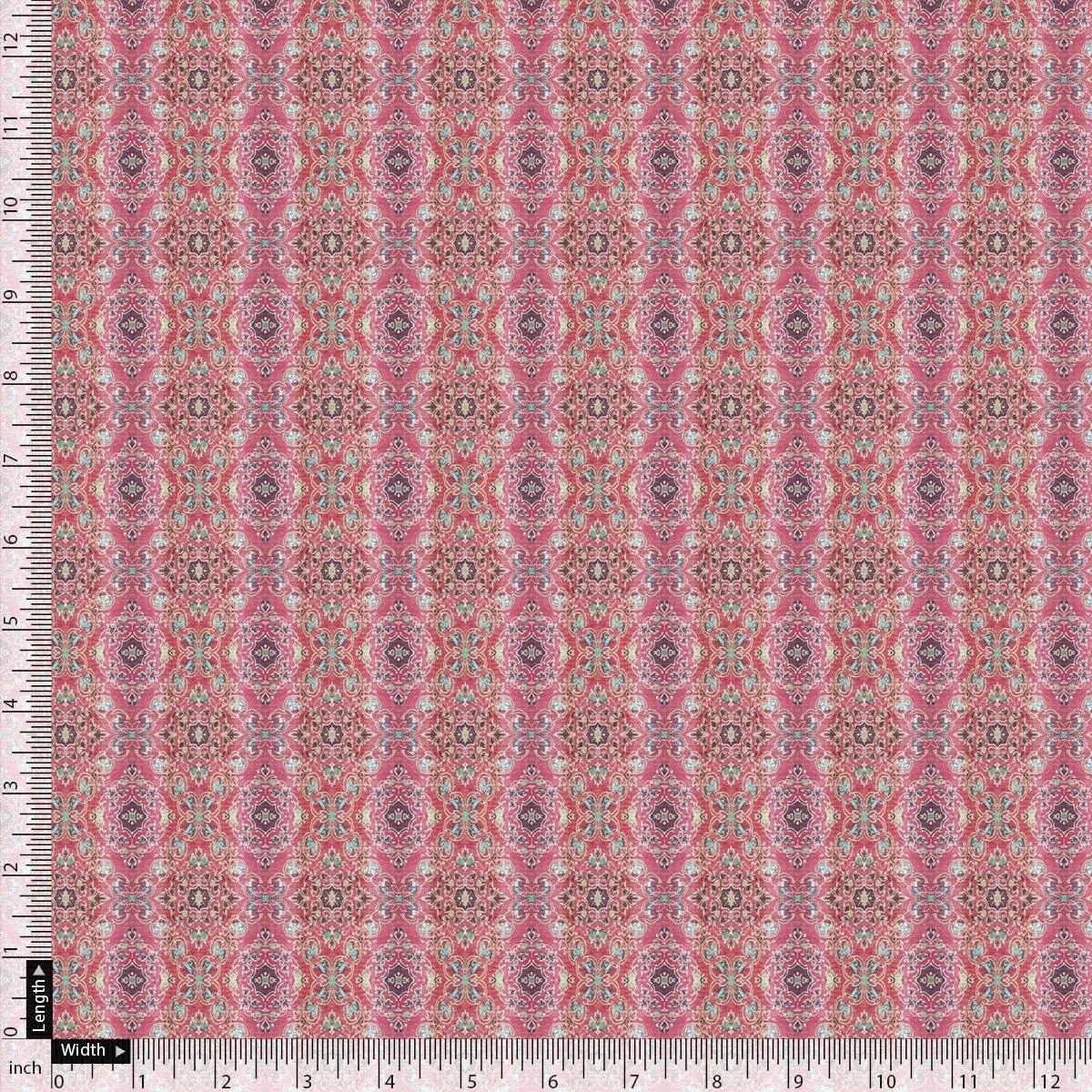 Classical Damask With Charm Colour Digital Printed Fabric - Pure Georgette