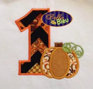 Copy of 1st One Fall Pumpkin Birthday Party Embroidery Applique 6x10