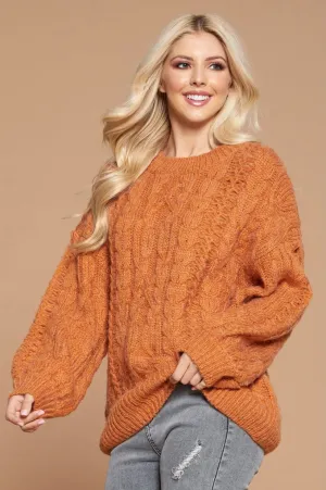 Cozy Rust Cable Knit Sweater