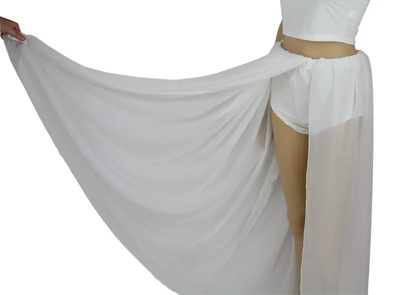 Crop Top Shorts with Split Long Skirt Cover Up Three Pieces Beach Outfits