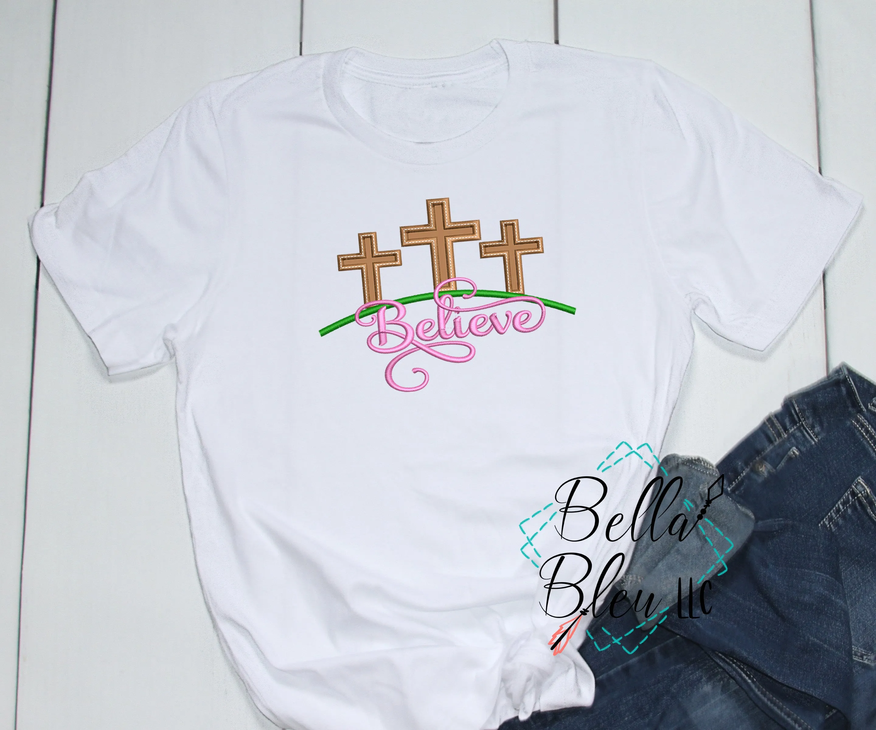 Cross Religious Believe Easter Applique Machine Embroidery Design
