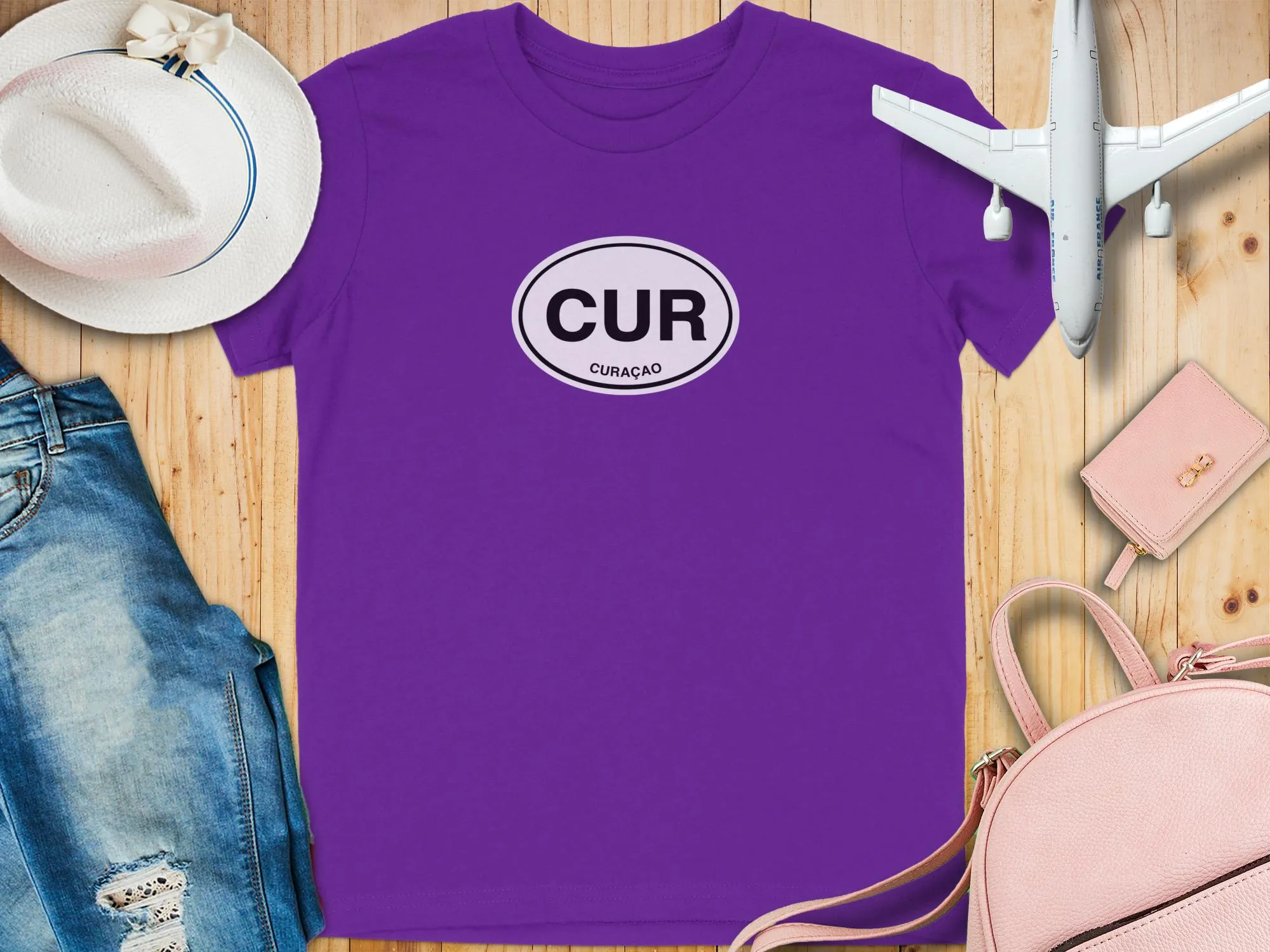 Curacao CUR Oval Emblem Design T-Shirts