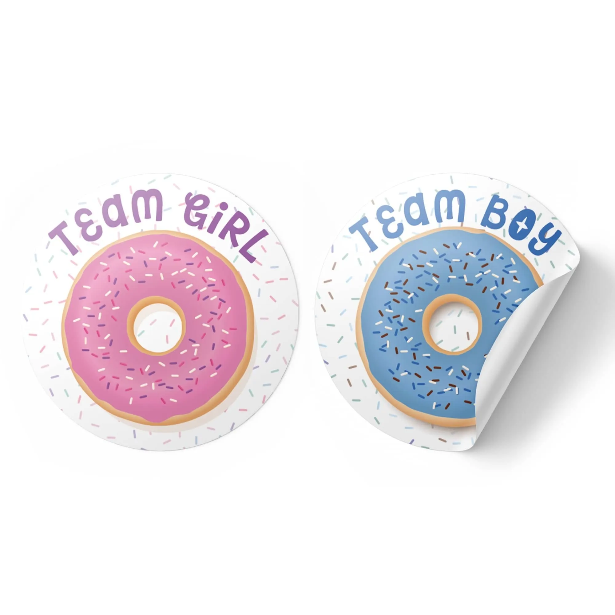 Donut Gender Reveal Party -Team Boy or Team Girl Stickers - 40 Stickers