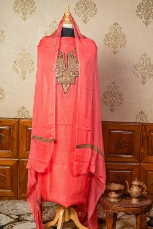 Elegance Redefined: Tilla Embroidered Kashmiri Suit in Pink