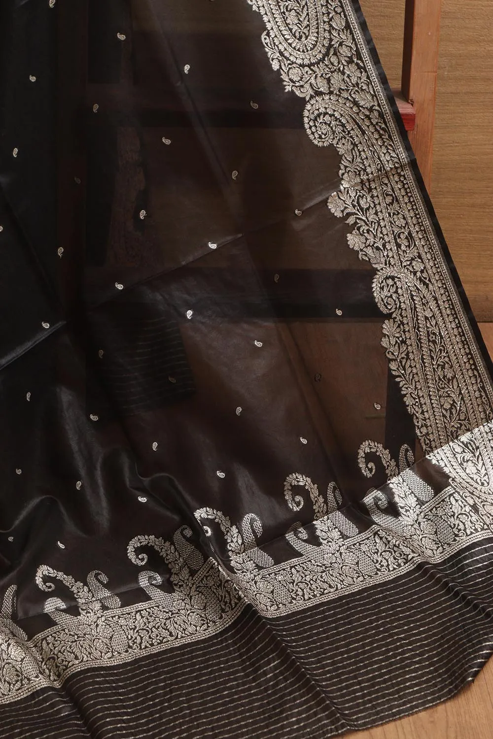 Elegant Black Banarasi Organza Silk Dupatta