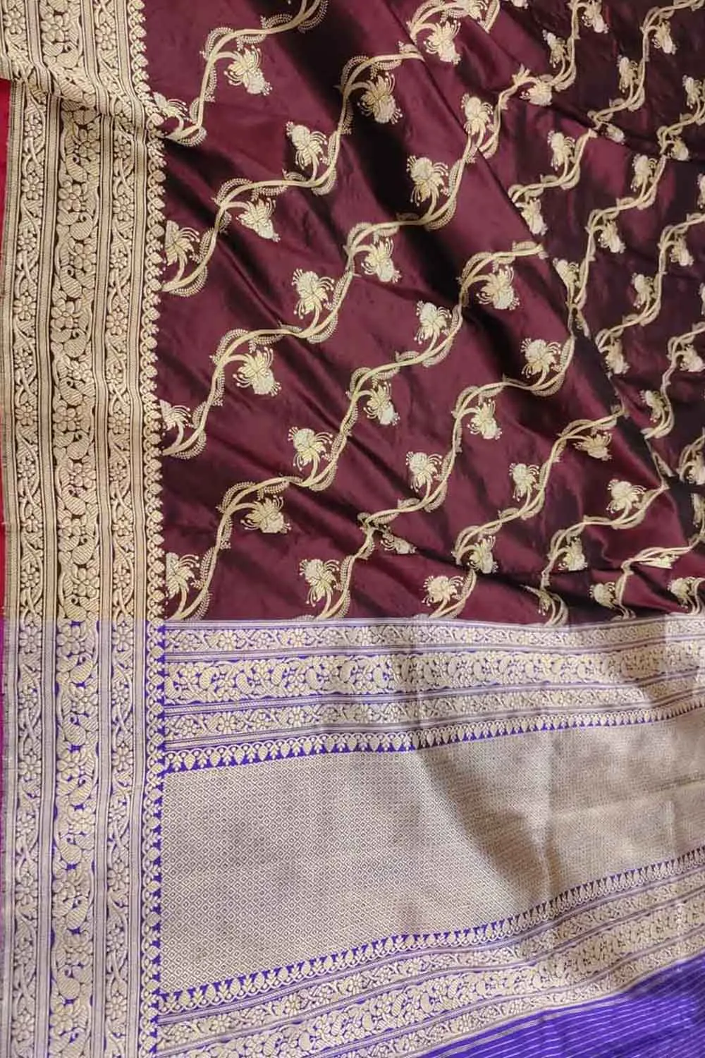 Elegant Maroon Banarasi Silk Dupatta