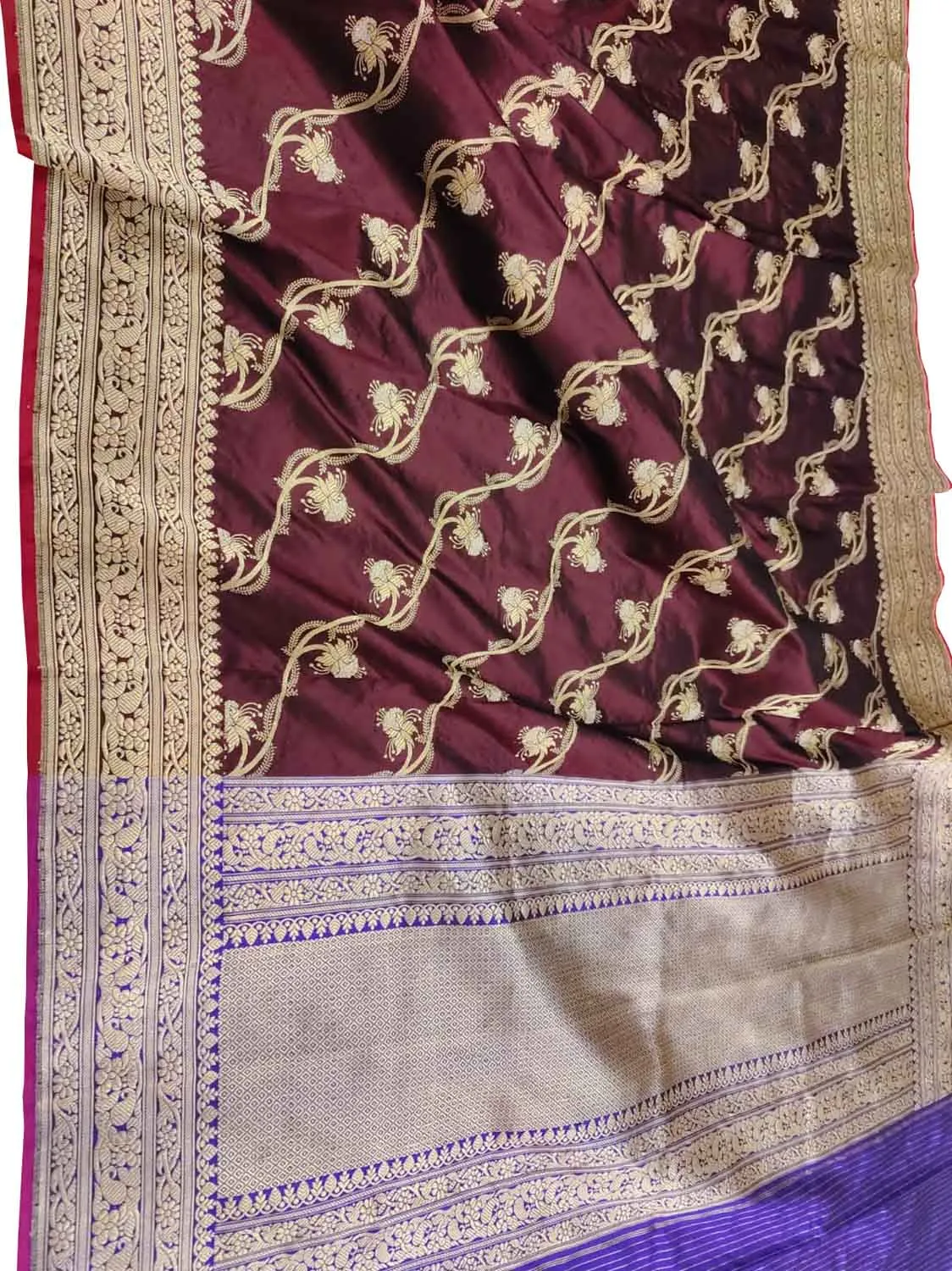 Elegant Maroon Banarasi Silk Dupatta
