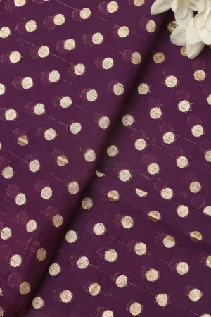 Elegant Purple Banarasi Chanderi Silk Polka Dots Fabric ( 1 Mtr )