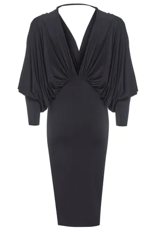 Elegant Silk Touch Batwing Dress