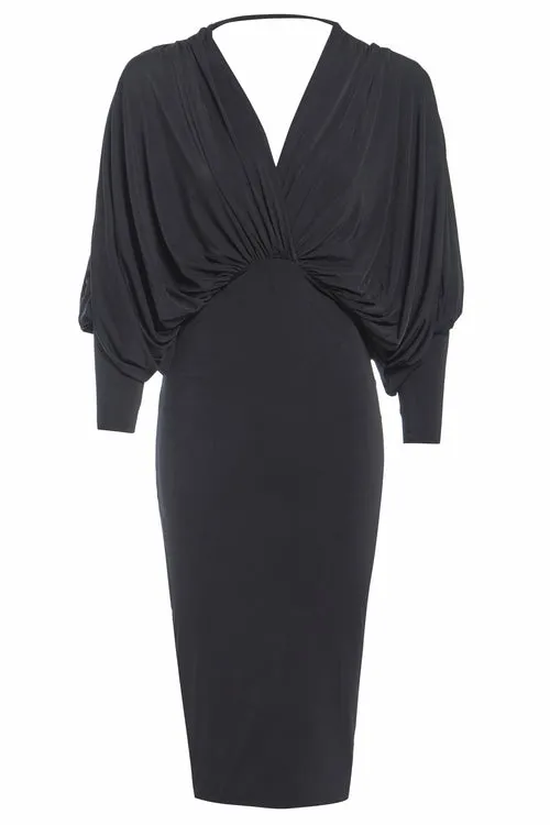 Elegant Silk Touch Batwing Dress