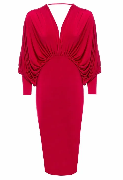 Elegant Silk Touch Batwing Dress
