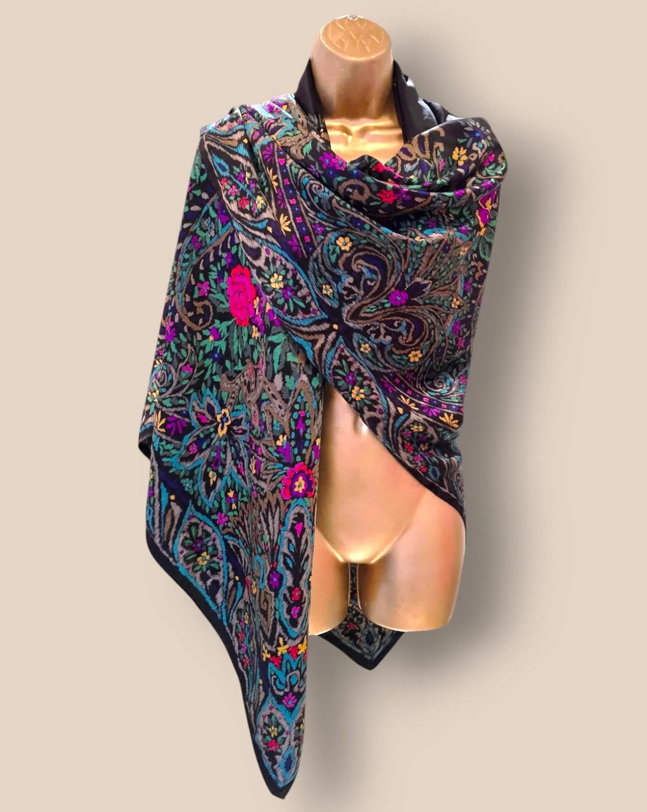 Escada Vintage Multicoloured Silk Square Scarf, Shawl