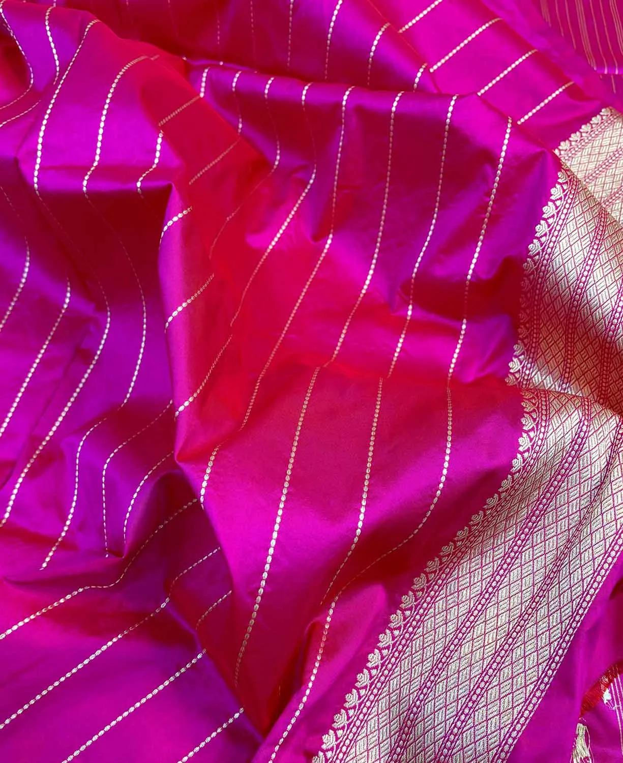 Exquisite Pink Banarasi Handloom Pure Katan Silk Sona Roopa Saree