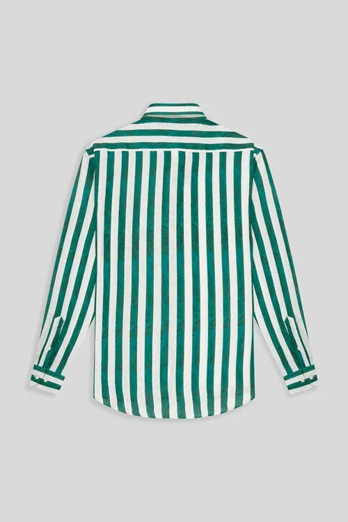 faded striped linen shirt green