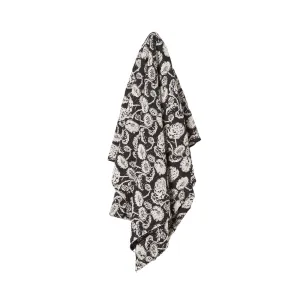 Fleurs Black and White Cotton Throw 220x250cm