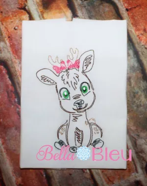 Girl Deer Bean Colorwork 4x4 machine embroidery