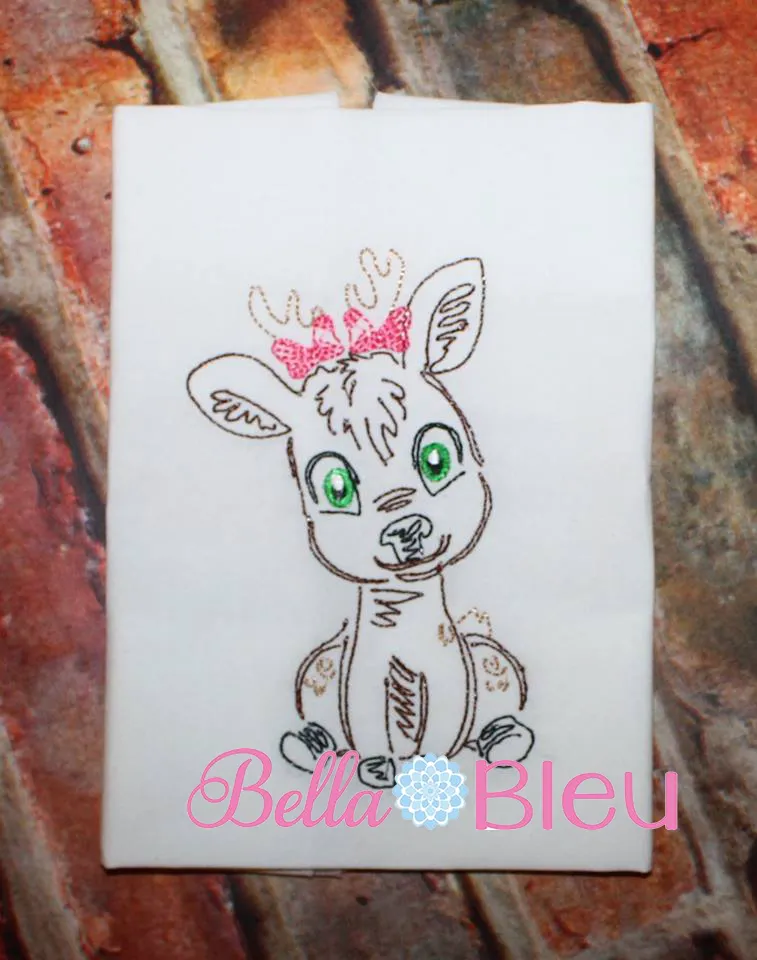 Girl Deer Bean Colorwork 4x4 machine embroidery