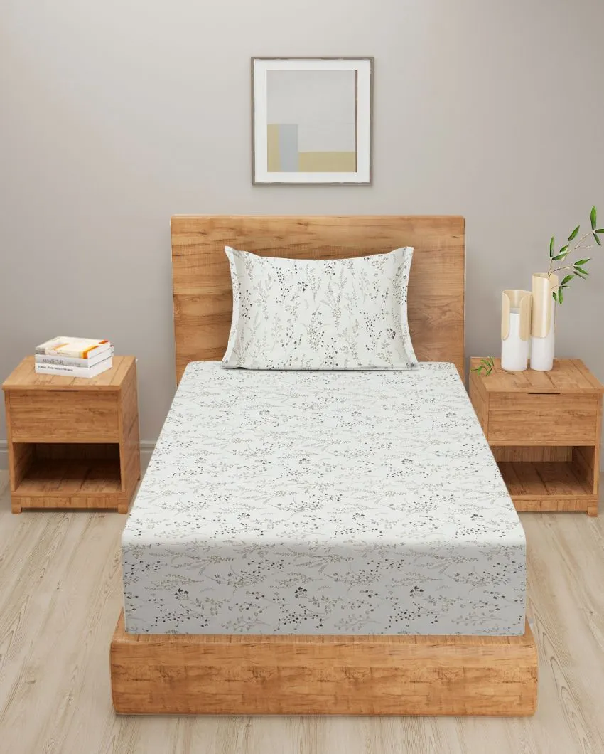 Grey Blue Ananda Cotton Single Bedsheet With Pillow Cover | 90 x 60 inches