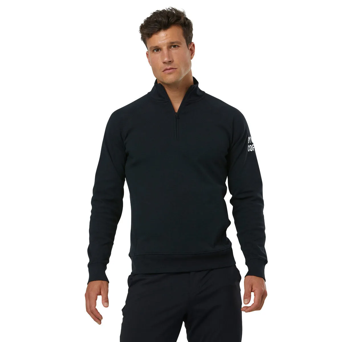 Gym Coffee Chill Half Zip Hoodie - Mens - Black/White