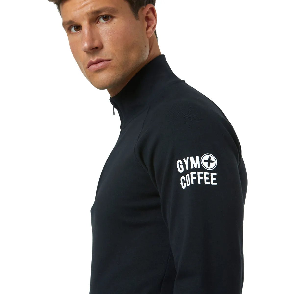 Gym Coffee Chill Half Zip Hoodie - Mens - Black/White